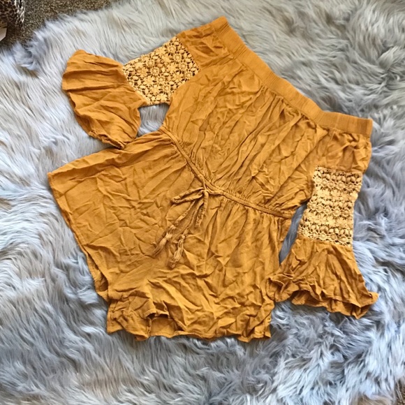 Pants - 🌸3/$15 Mustard Off The Shoulder Romper